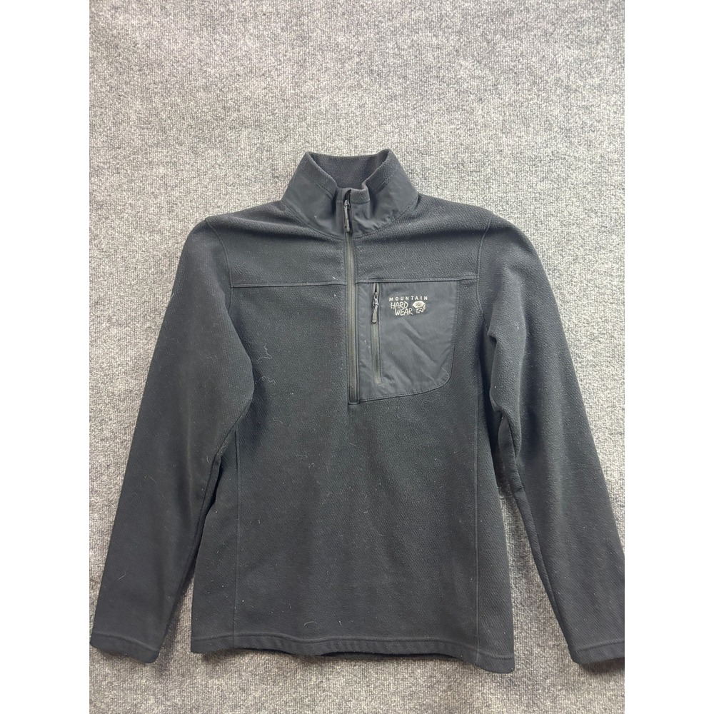 Mountain Hardwear Toasty Twill Fleece Pullover Mens M Black Quarter Zip Pocket